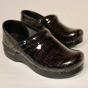 Dansko Professional Silver/Black Crisscross Clogs